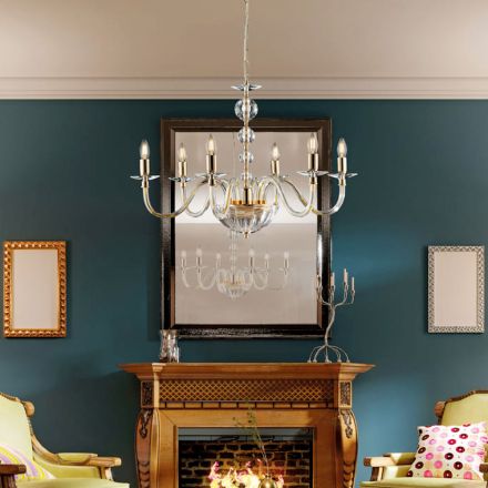 ثريا زجاجية مرصعة بأحجار الراين، صناعة إيطالية، لتزيين المنازل - مدريد Viadurini