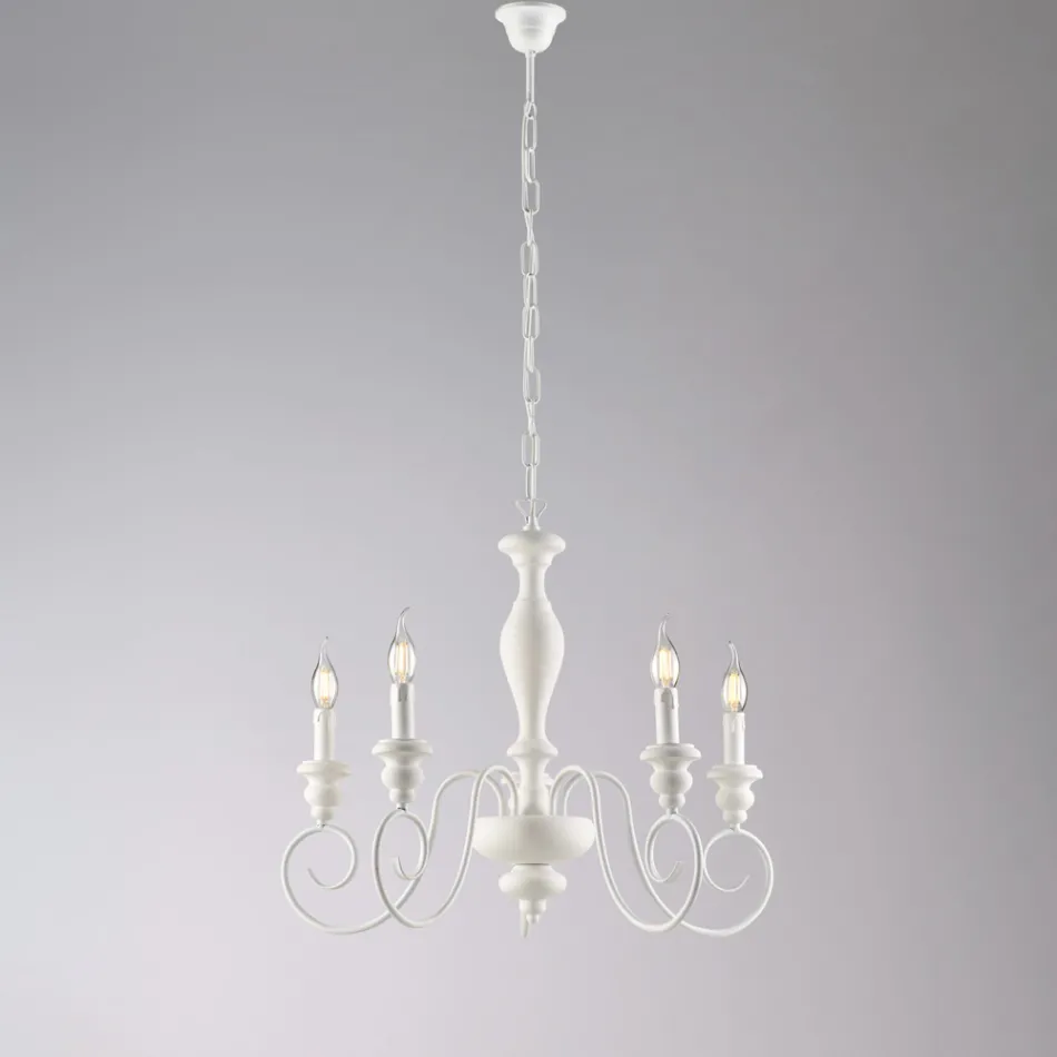 ثريا إيطالية الصنع من الخشب والحديد المطلي لتزيين الديكور الداخلي - توسكانا Viadurini