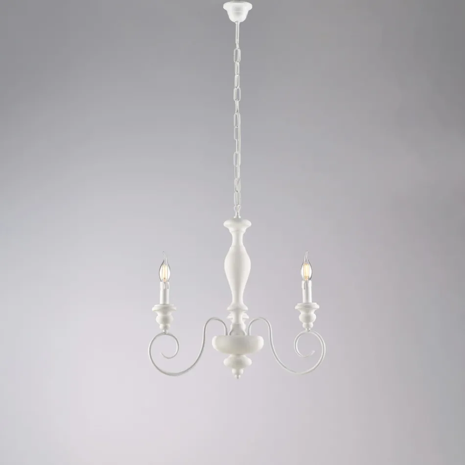 ثريا إيطالية الصنع من الخشب والحديد المطلي لتزيين الديكور الداخلي - توسكانا Viadurini