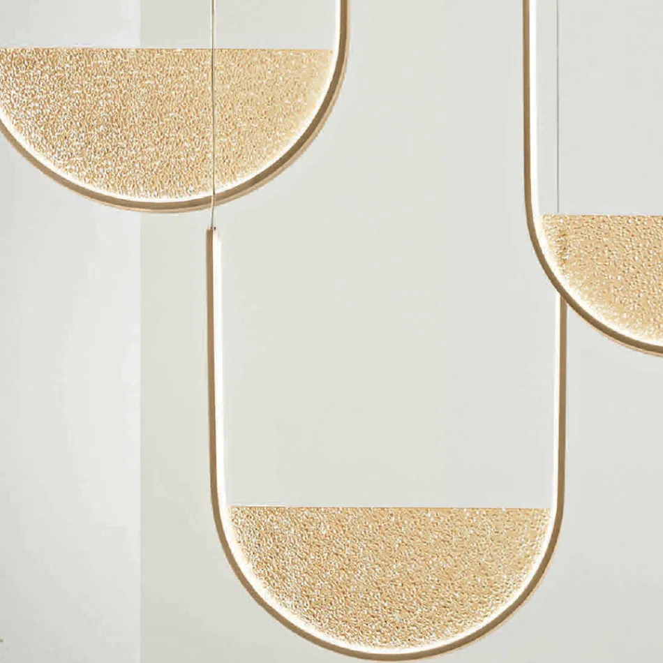 ثريا معدنية مع ملحق قابل للإزالة من الزجاج الحبيبي - كاتالبا Viadurini