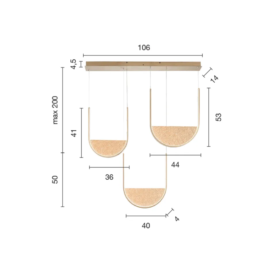ثريا معدنية مع ملحق قابل للإزالة من الزجاج الحبيبي - كاتالبا Viadurini