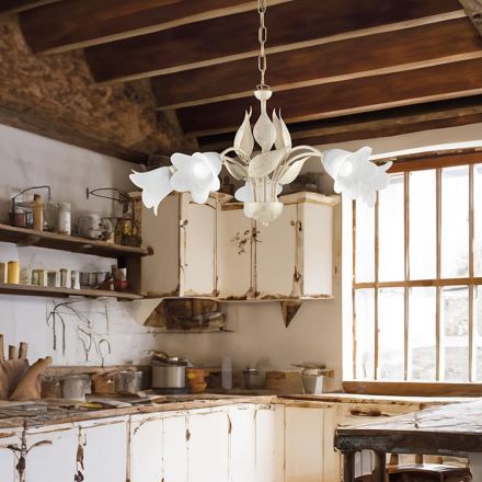 ثريا من المعدن والزجاج لإضاءة المساحات الداخلية الراقية - سيريو Viadurini