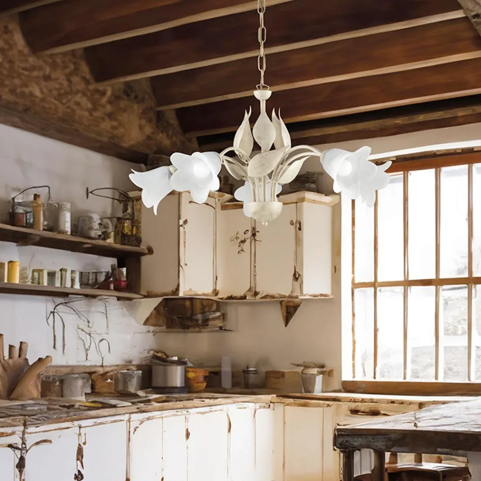 ثريا من المعدن والزجاج لإضاءة المساحات الداخلية الراقية - سيريو Viadurini