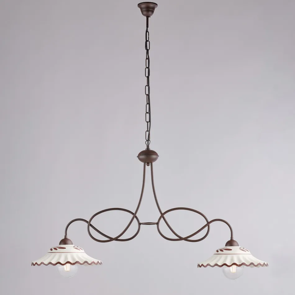 ثريا معدنية سيراميكية بيضاء مزودة بمصباحين للاستخدام الداخلي - بولاريس Viadurini