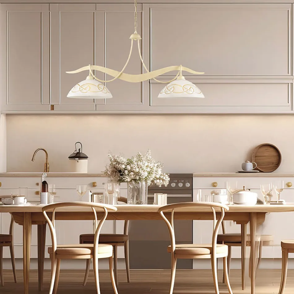 ثريا زجاجية معدنية بإضاءة مزدوجة للإضاءة الداخلية - موسكا Viadurini