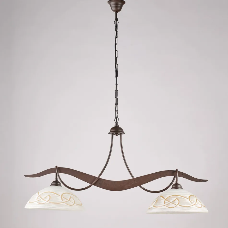 ثريا زجاجية معدنية بإضاءة مزدوجة للإضاءة الداخلية - موسكا Viadurini