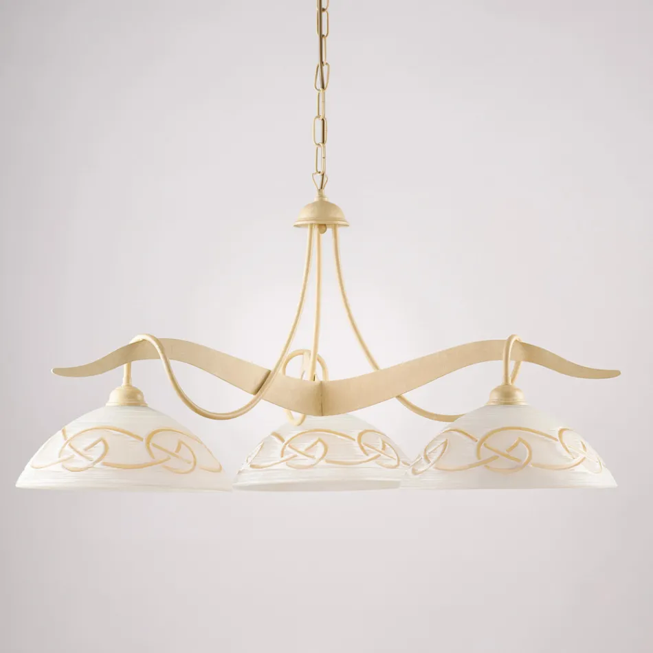 ثريا زجاجية ومعدنية بثلاثة مصابيح للإضاءة الداخلية - موسكا Viadurini