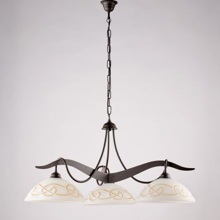 ثريا زجاجية معدنية بثلاثة مصابيح للإضاءة الداخلية - موسكا Viadurini