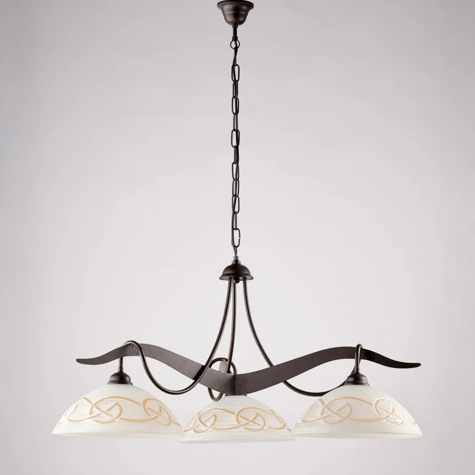 ثريا زجاجية معدنية بثلاثة مصابيح للإضاءة الداخلية - موسكا Viadurini