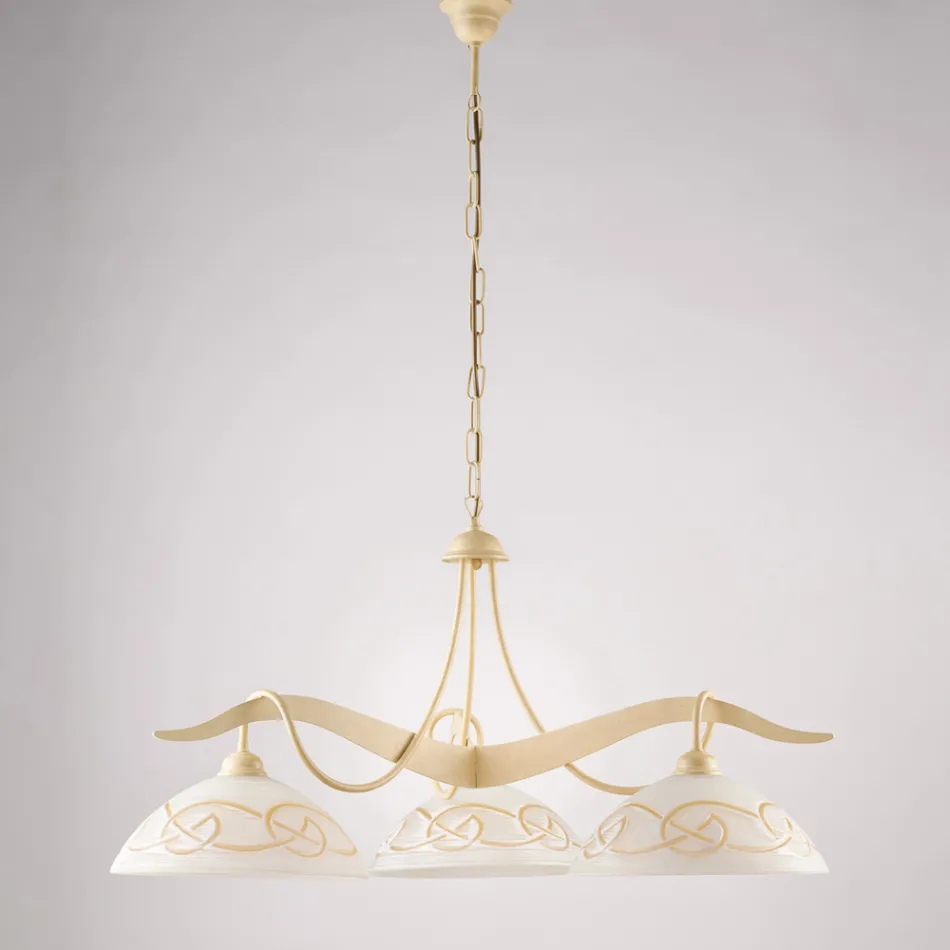 ثريا زجاجية معدنية بثلاثة مصابيح للإضاءة الداخلية - موسكا Viadurini