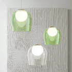 ثريا معدنية مطلية بالذهب مع 3 مصابيح LED وزجاج اختياري - خشب الزان Viadurini