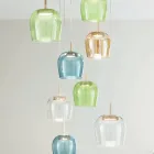 ثريا معدنية مطلية بالذهب مع إضاءة LED وزجاج ملون - هورنبيم Viadurini