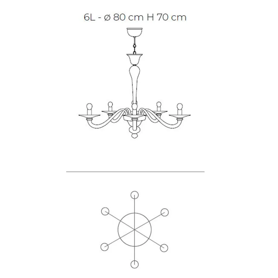 ثريا زجاجية فينيسية كلاسيكية منفوخة يدويًا - ديميترا Viadurini