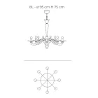 ثريا زجاجية فينيسية كلاسيكية منفوخة يدويًا - ديميترا Viadurini