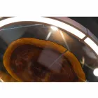 ثريا حديثة من الفولاذ والزجاج مع حشوة خشبية، صنعت في إيطاليا - سيول Viadurini