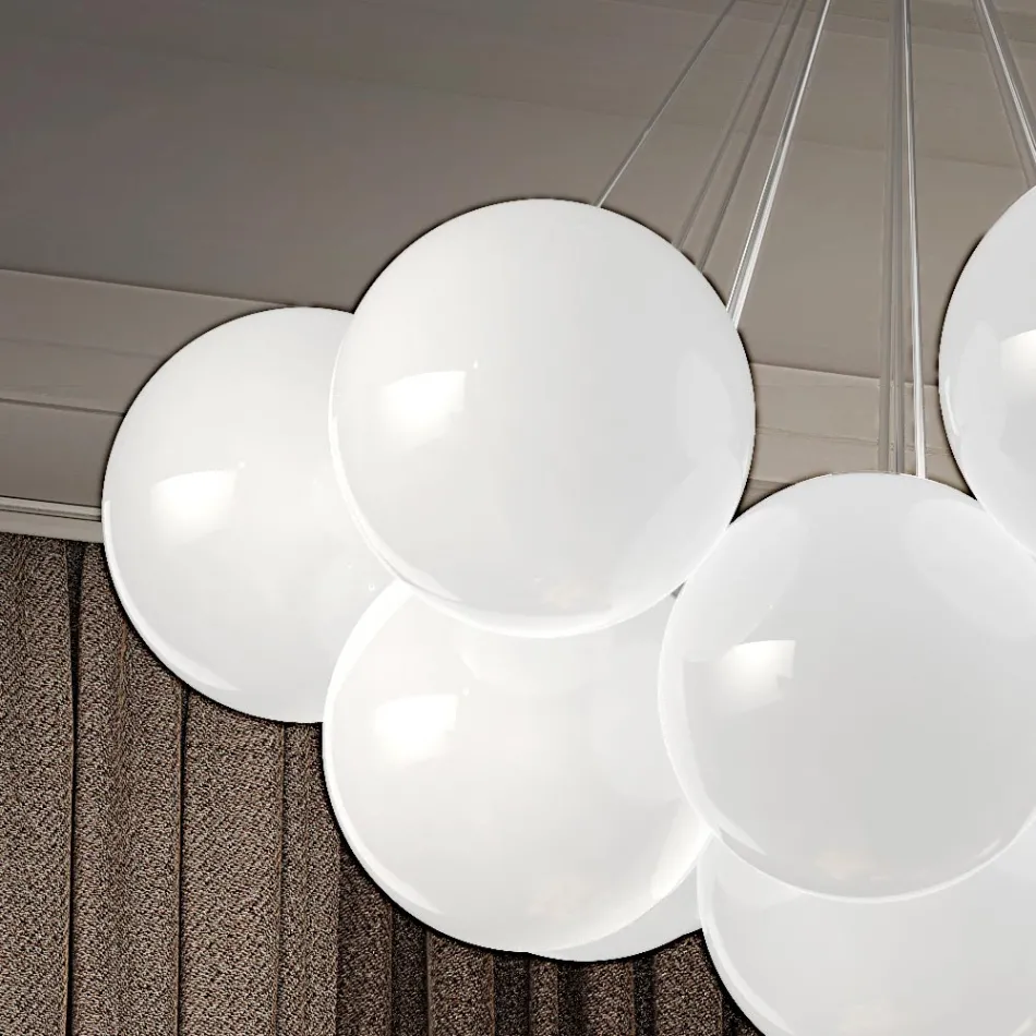 ثريا زجاجية فينيسية حديثة منفوخة يدويًا - سنو Viadurini