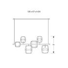 ثريا أفقية من المعدن وزجاج البايركس الشفاف - إيبيرسباتسيو Viadurini