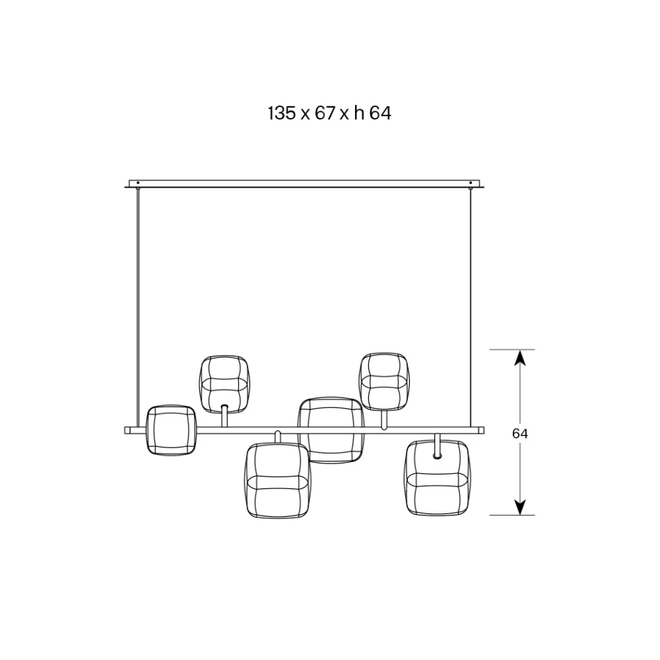ثريا أفقية من المعدن وزجاج البايركس الشفاف - إيبيرسباتسيو Viadurini