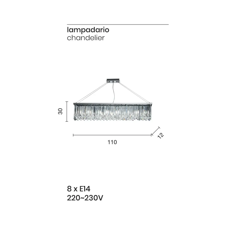 ثريا كلاسيكية فاخرة معلقة مصنوعة من المعدن والكريستال المقطوع - زولاندو Viadurini