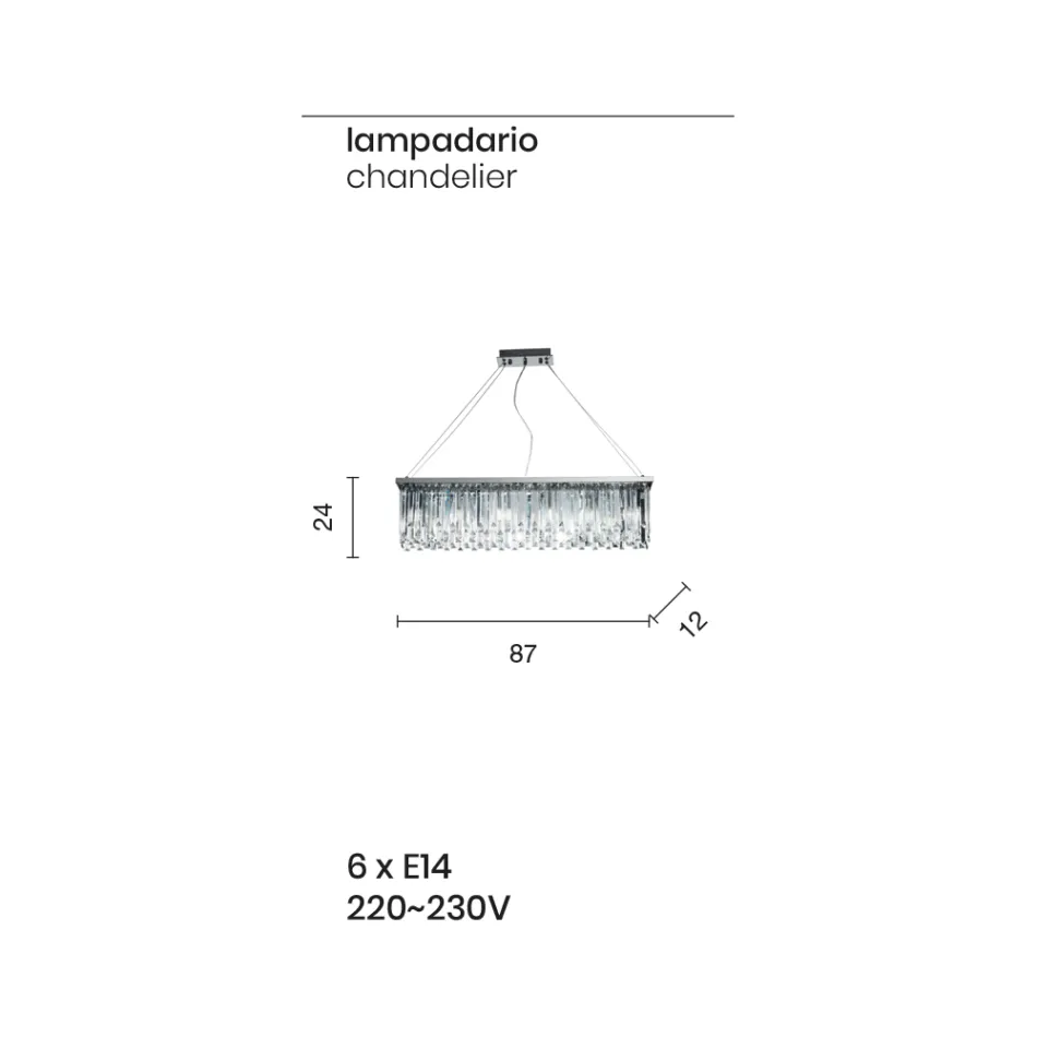 ثريا كلاسيكية فاخرة معلقة مصنوعة من المعدن والكريستال المقطوع - زولاندو Viadurini