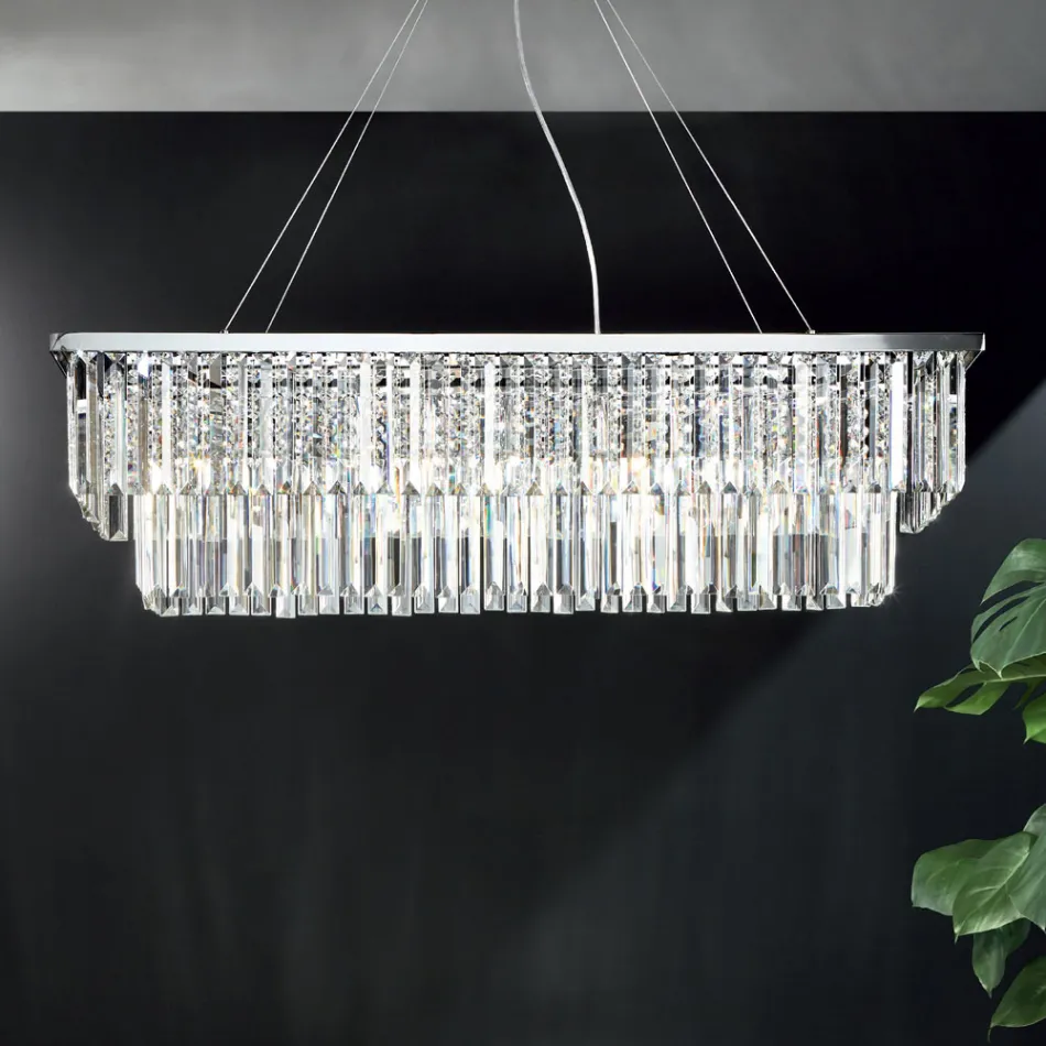 ثريا كلاسيكية معلقة مصنوعة من المعدن وقطع كريستال فاخرة - ميرييل Viadurini