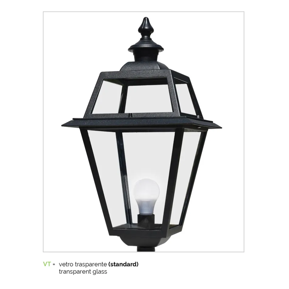 عمود إنارة بإضاءة عتيقة من الألومنيوم والزجاج، صنع في إيطاليا - فيفيان Viadurini