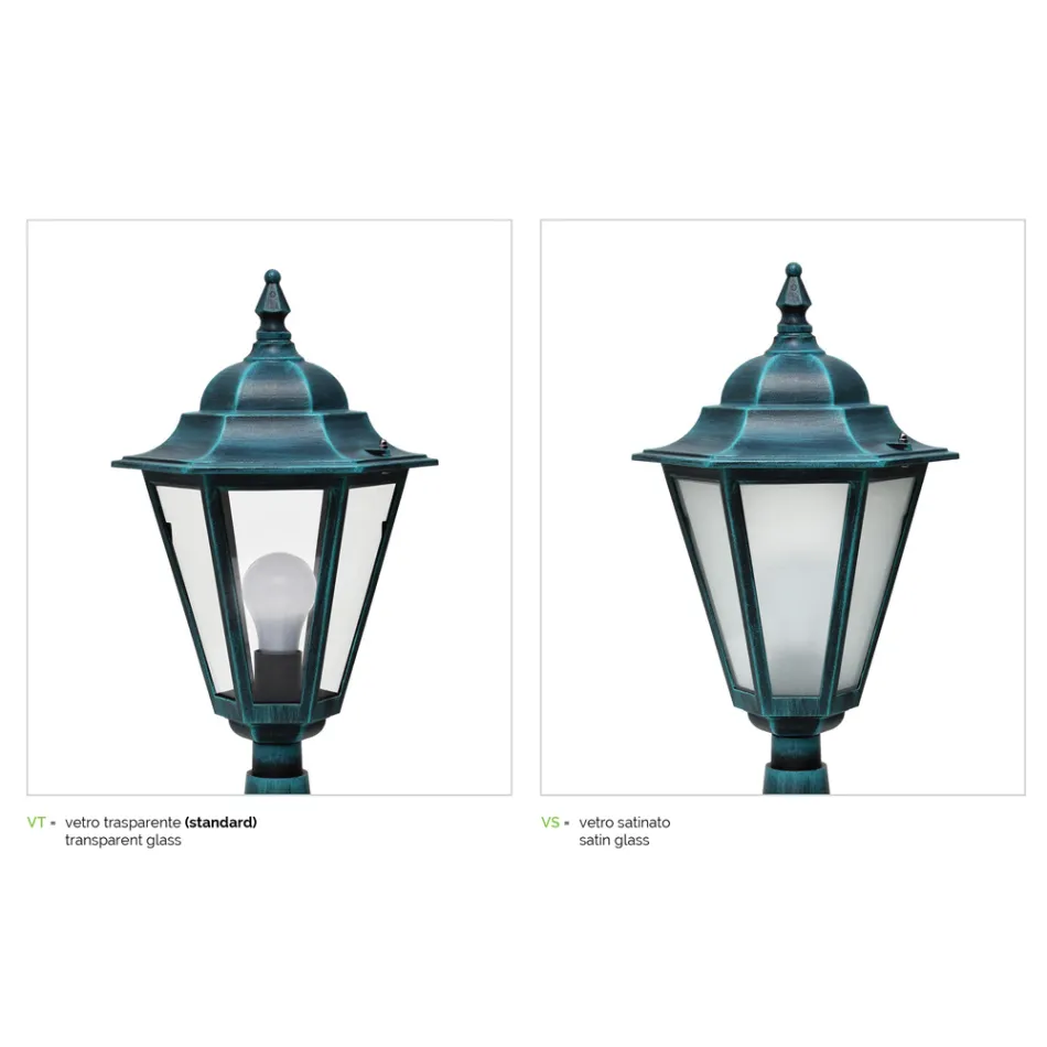 عمود إنارة من الألمنيوم والزجاج، صنع في إيطاليا، عتيق - جانيرا Viadurini