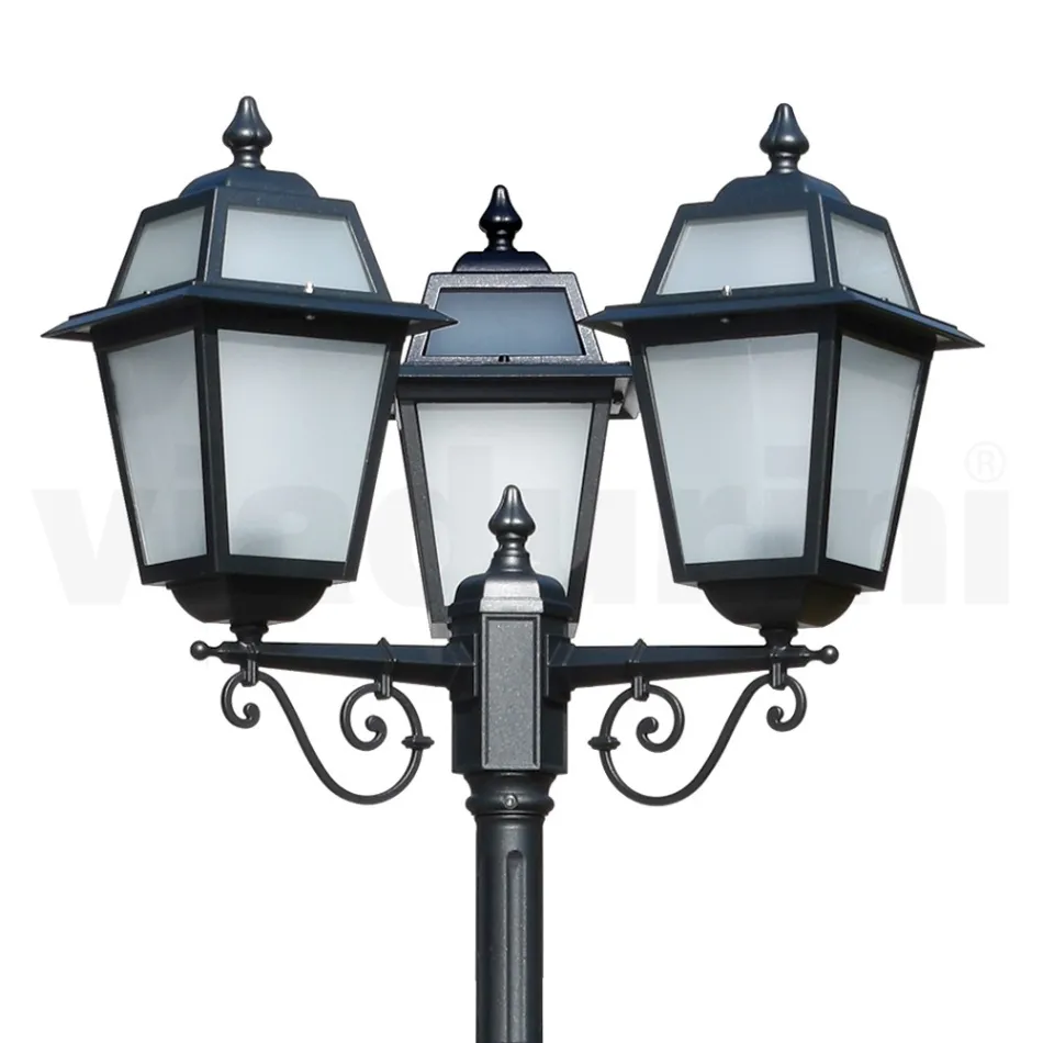 عمود إنارة للحديقة بارتفاع ٢١٩ سم مصنوع من الألومنيوم الرمادي والزجاج المصقول بالرمل - إلريك Viadurini