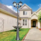 مصباح شارع بارتفاع 249 سم مصنوع من زجاج أنثراسايت وألومنيوم، صنع في إيطاليا - Scintilla Viadurini