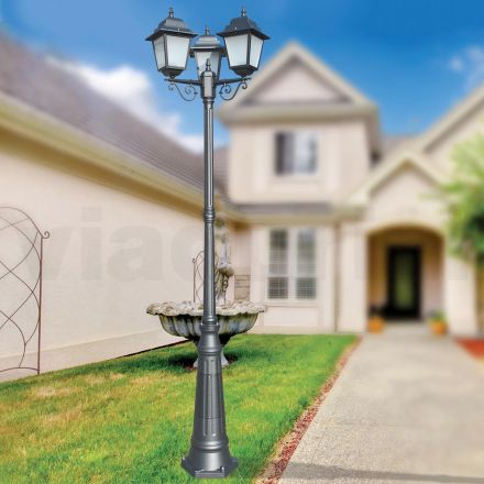 مصباح شارع بارتفاع 249 سم مصنوع من زجاج أنثراسايت وألومنيوم، صنع في إيطاليا - Scintilla Viadurini