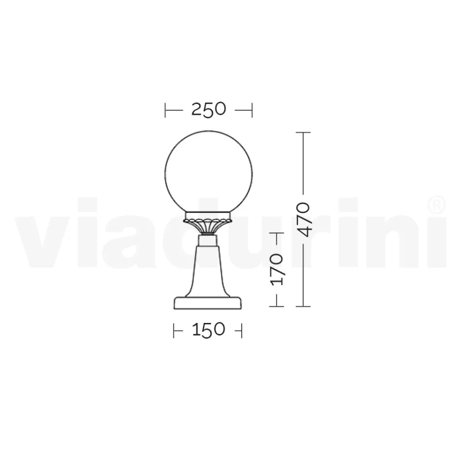 مصباح شارع مرتفع 47 سم مصنوع من الأكريليك الأسود والألمنيوم في إيطاليا - Trovanero Viadurini
