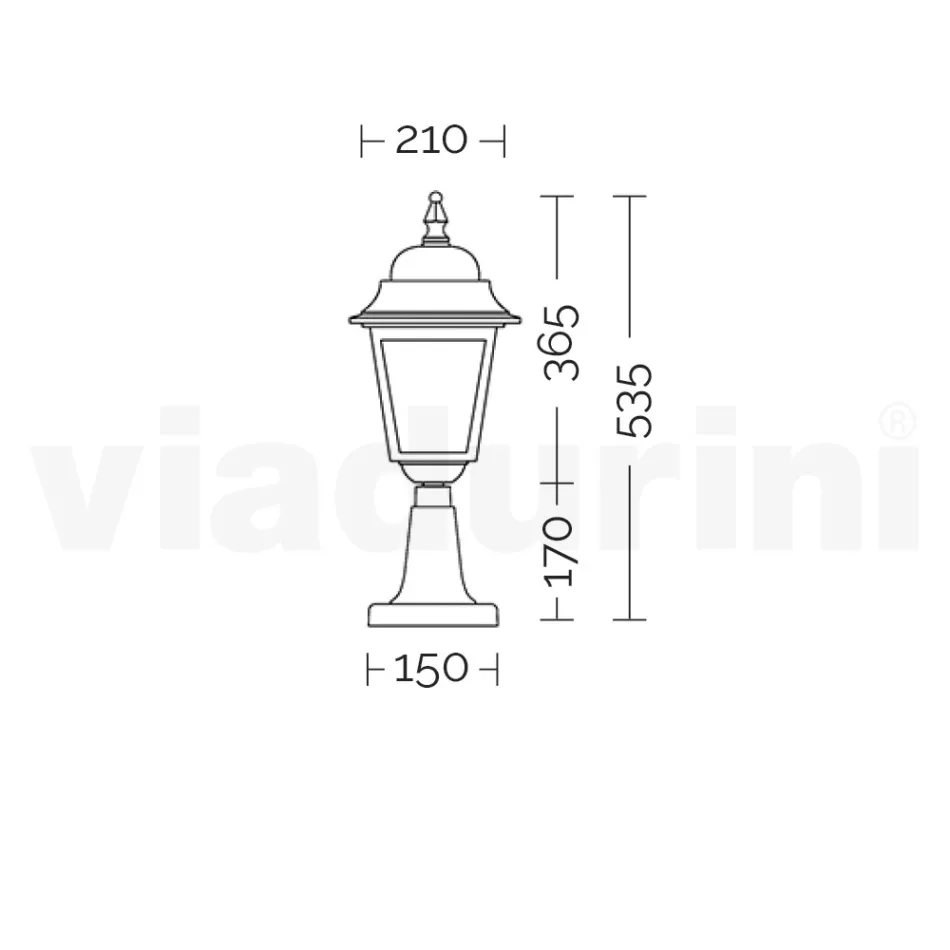 مصباح شارع بارتفاع 53.5 سم مصنوع من زجاج أنثراسايت وألومنيوم، صنع في إيطاليا - Scintilla Viadurini