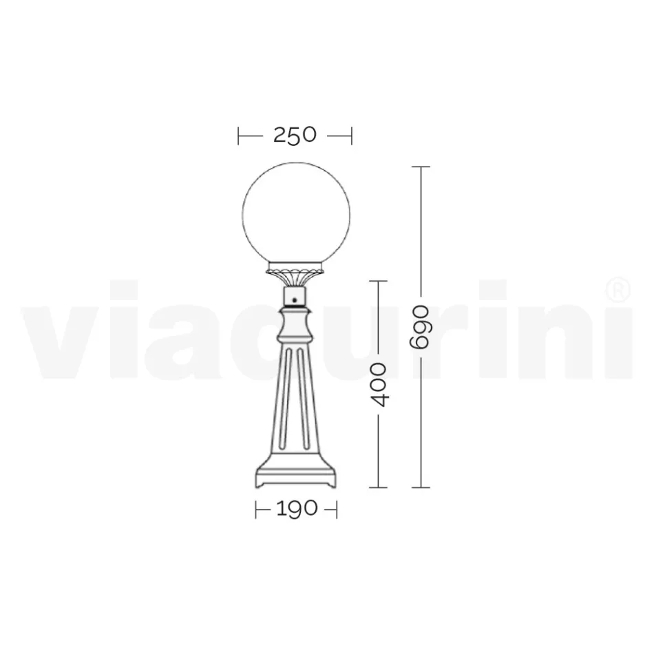 مصباح شارع بارتفاع 69 سم مصنوع من الأكريليك الأسود والألمنيوم، صنع في إيطاليا - Trovanero Viadurini