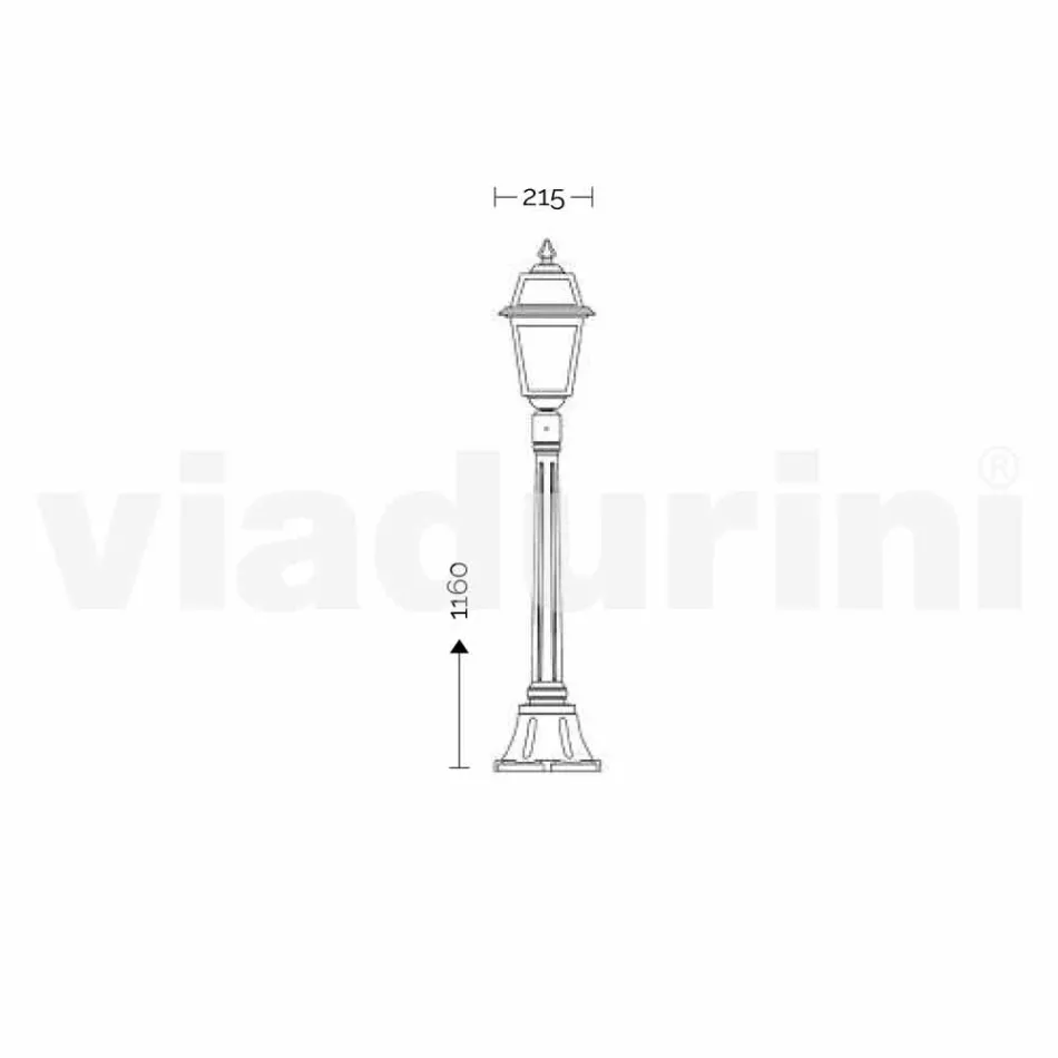 إنارة الشوارع المنخفضة للأماكن الخارجية المصنوعة من الألومنيوم في إيطاليا، كريستل Viadurini