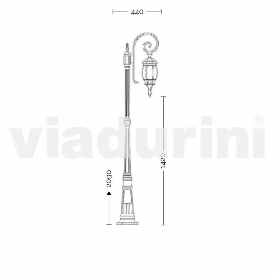 مصباح حديقة كلاسيكي من الألومنيوم من أنيكا صنع في إيطاليا Viadurini