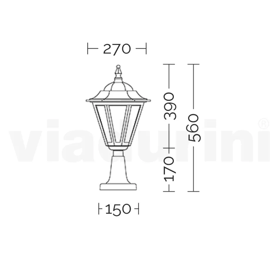 مصباح حديقة من الزجاج المصقول بالرمل وخمسة لمسات نهائية من الألومنيوم - بيناكو Viadurini