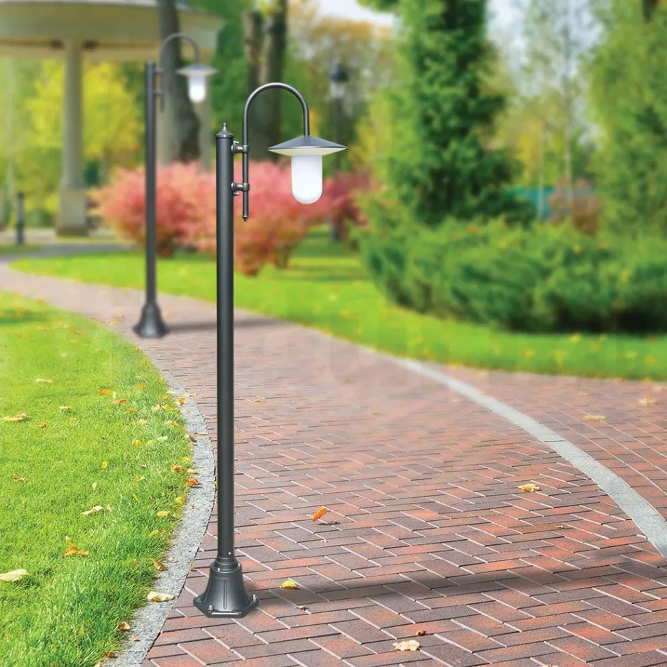 مصباح خارجي بتصميم عتيق من الألومنيوم بلون الفحم، صنع في إيطاليا - بيلين Viadurini