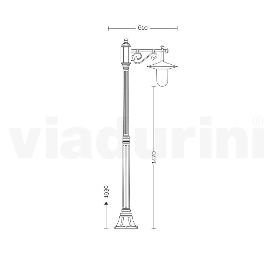 مصباح حديقة على الطراز العتيق مصنوع من الألومنيوم الرمادي في إيطاليا - بيلين Viadurini