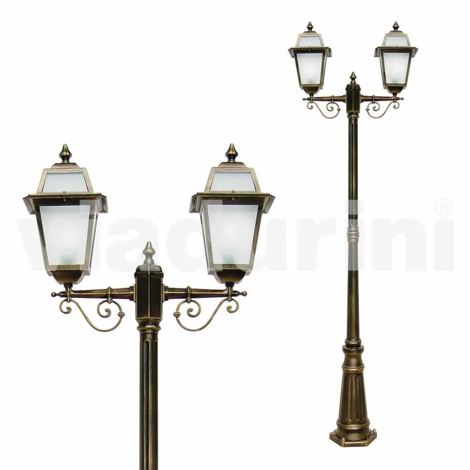 مصباح خارجي مزود بضوءين من الألومنيوم صنع في إيطاليا، كريستل Viadurini