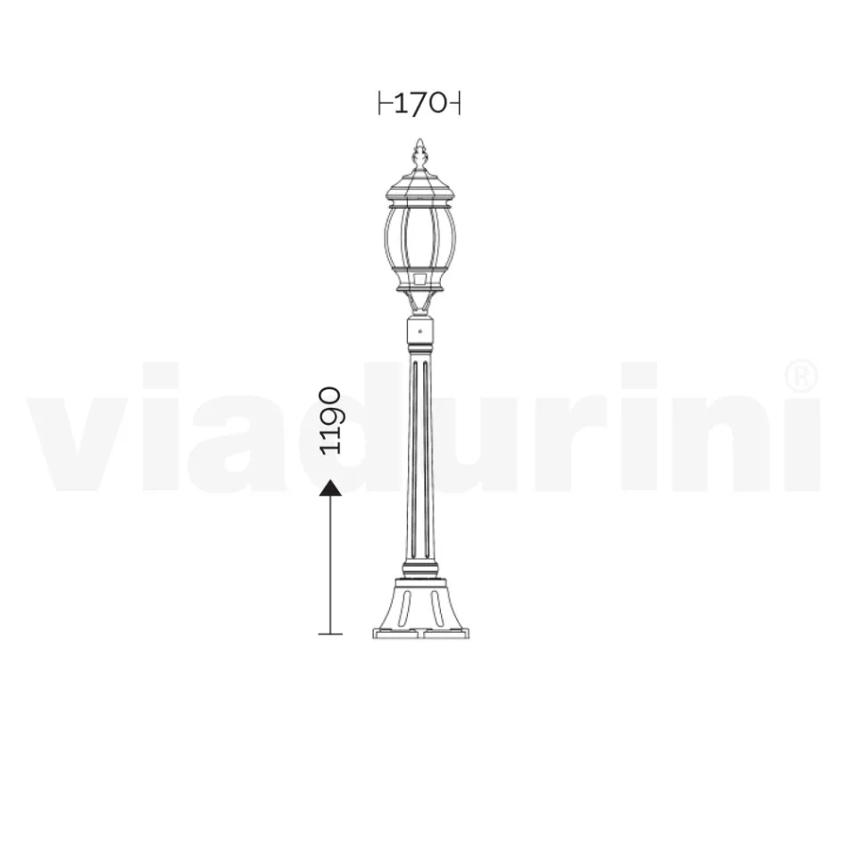 مصباح شارع على الطراز العتيق مصنوع من الألومنيوم الأبيض في إيطاليا - دودو Viadurini