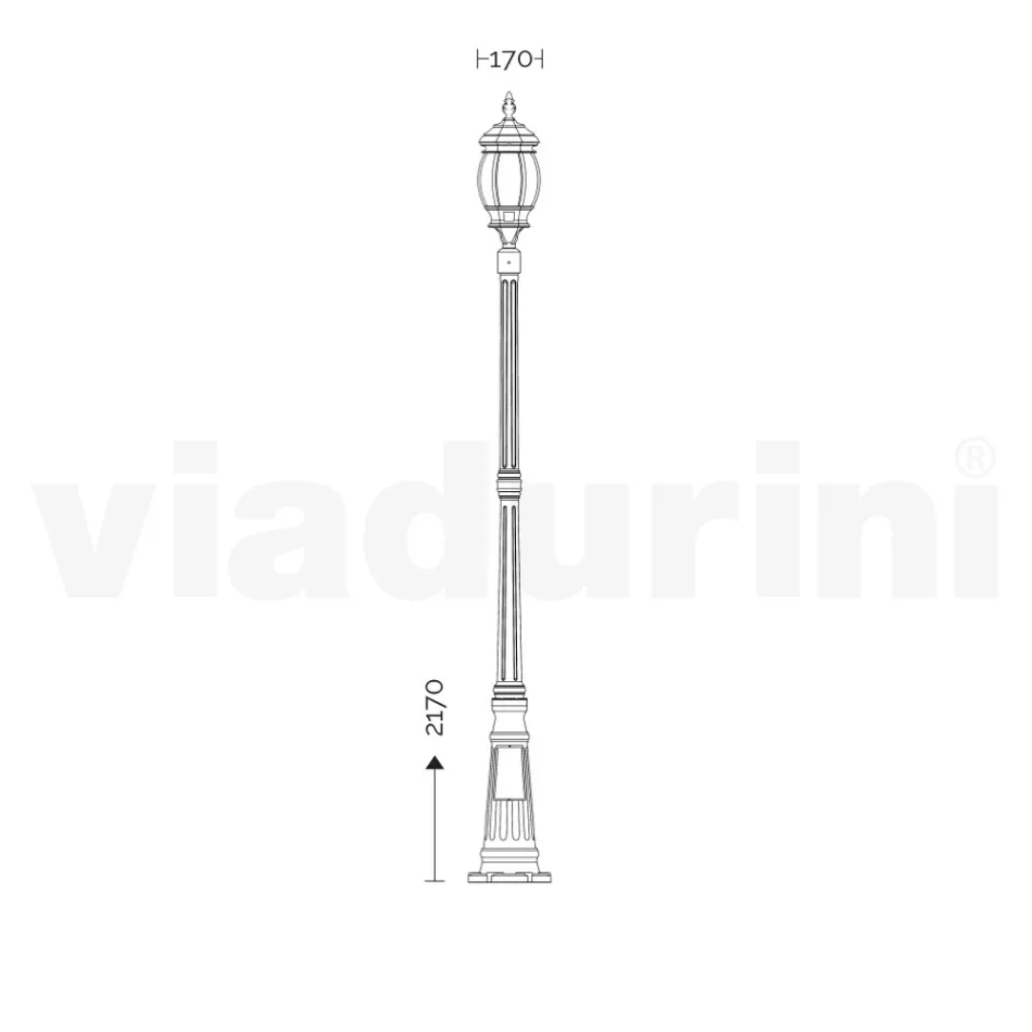 مصباح شارع على الطراز العتيق مصنوع من الألومنيوم الأبيض في إيطاليا - دودو Viadurini