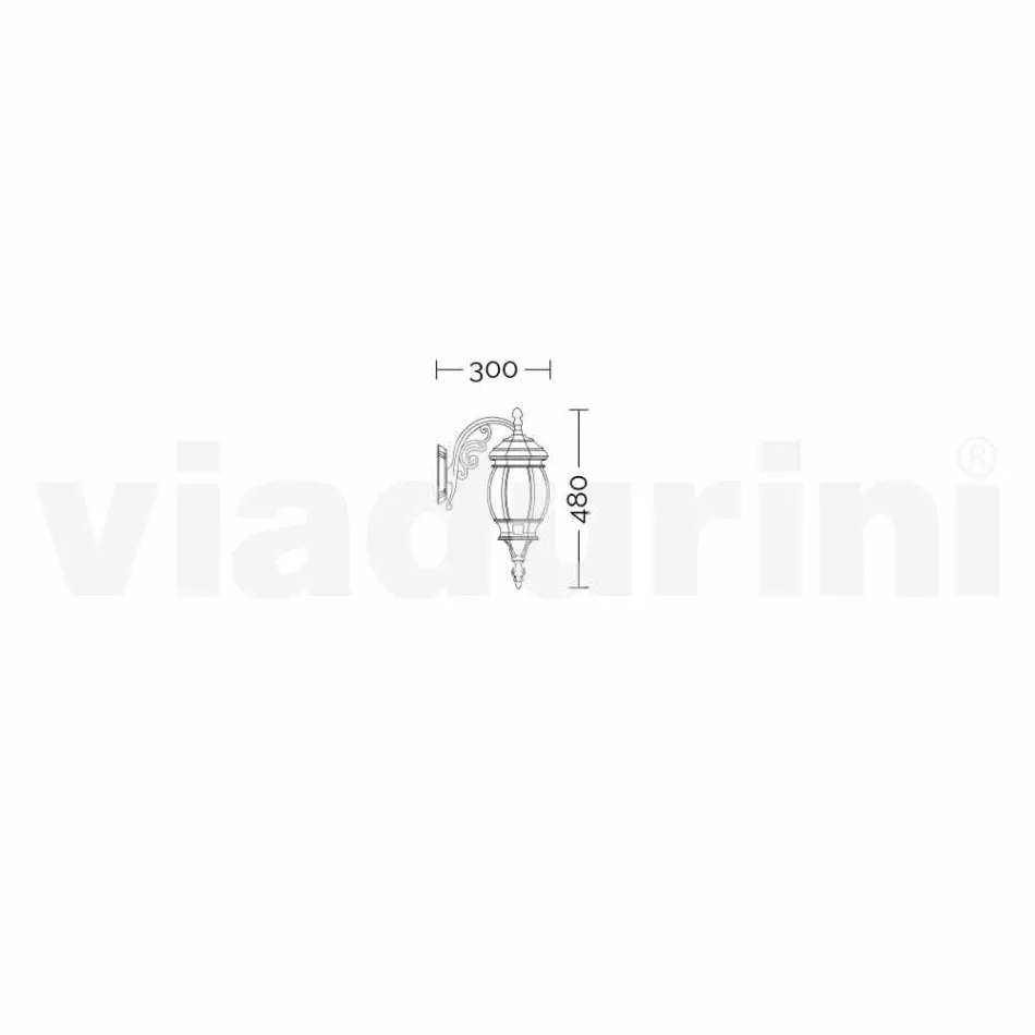 أنيكا، فانوس حديقة حائطي مصنوع من الألومنيوم تم إنتاجه في إيطاليا Viadurini