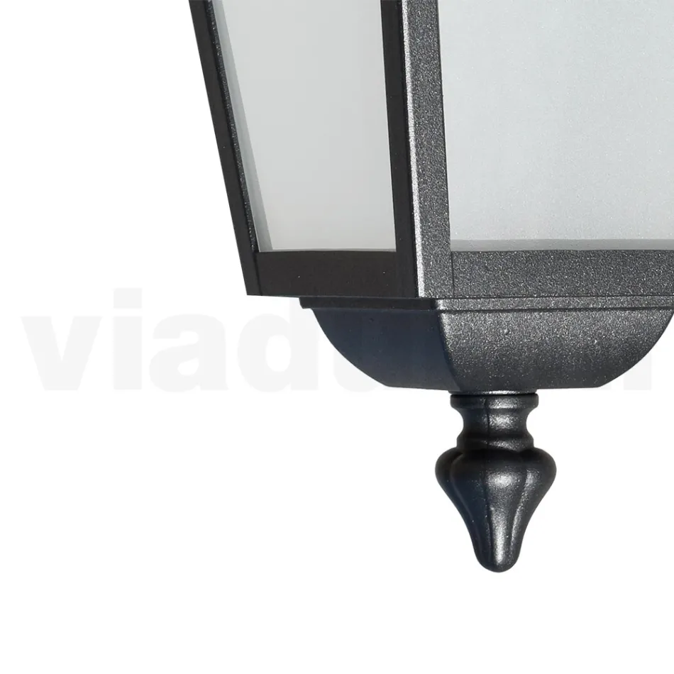 فانوس سقف للحديقة من الألومنيوم الرمادي والزجاج المصقول بالرمل - إلريك Viadurini