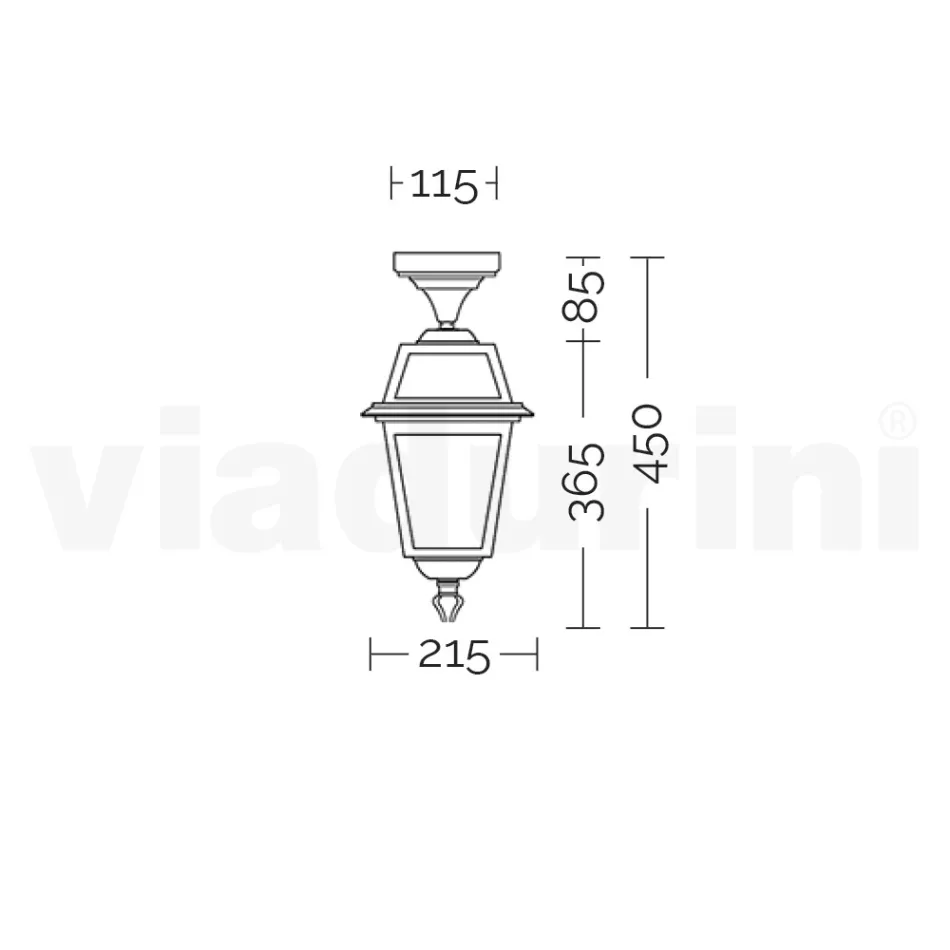فانوس سقف للحديقة من الألومنيوم الرمادي والزجاج المصقول بالرمل - إلريك Viadurini