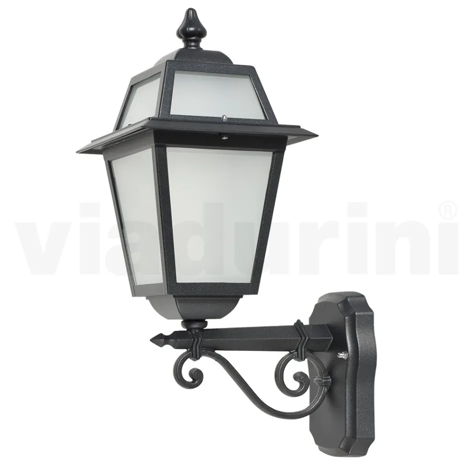 فانوس حديقة من الألومنيوم الفحمي والزجاج الرملي - إلريك Viadurini