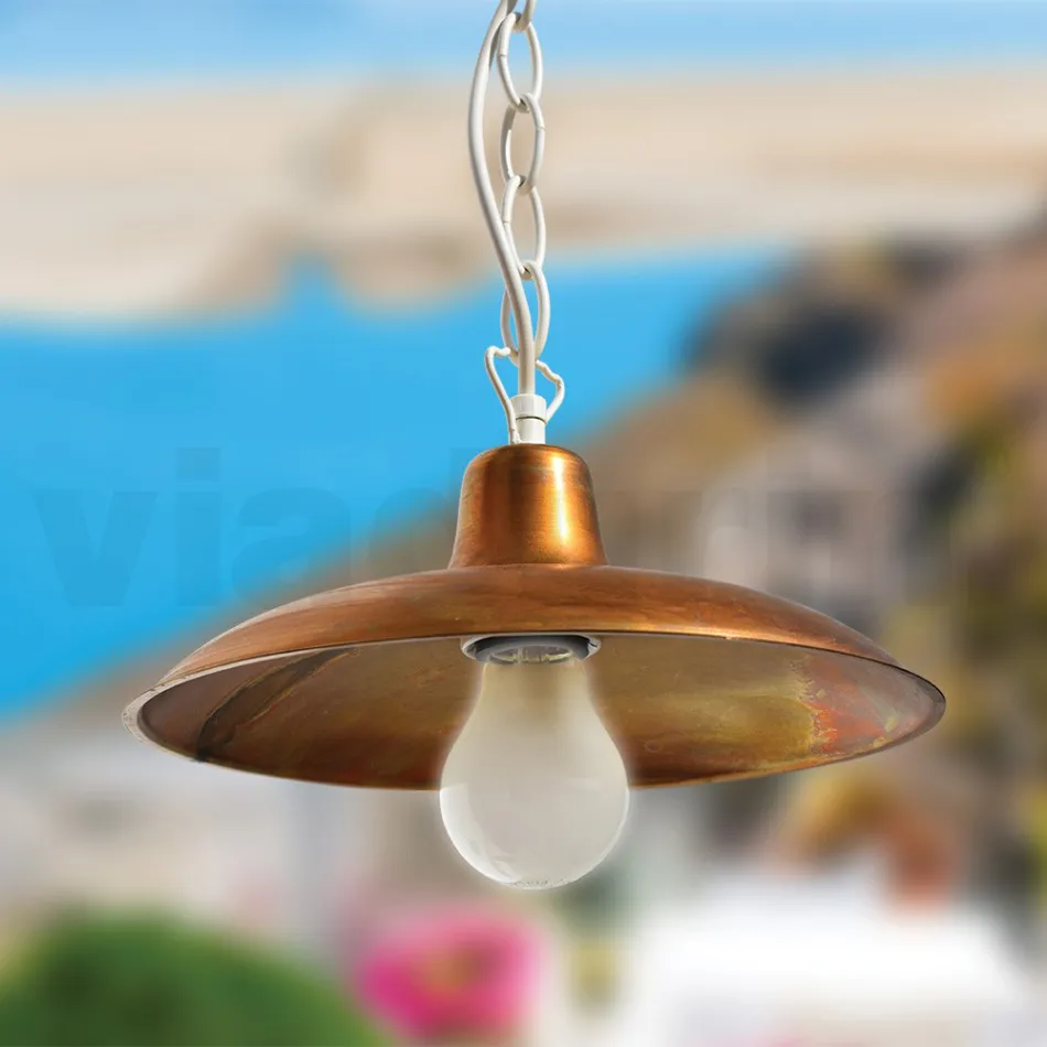 فانوس خارجي عتيق من الألومنيوم والنحاس صنع في إيطاليا - أديلا Viadurini