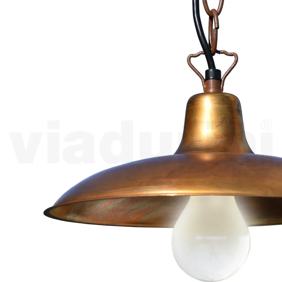 فانوس خارجي عتيق من الألومنيوم والنحاس صنع في إيطاليا - أديلا Viadurini