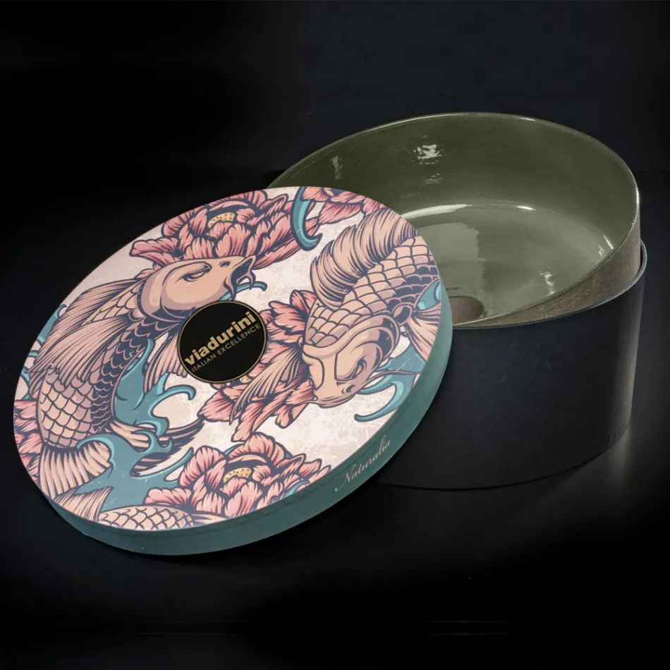 حوض غسيل من الطين الأخضر المقاوم للحرارة، صنع في إيطاليا - تاتيانا Viadurini