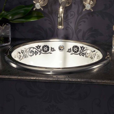 حوض مدمج على الطراز الباروكي مصنوع من طين النار في إيطاليا، أوتيس Viadurini