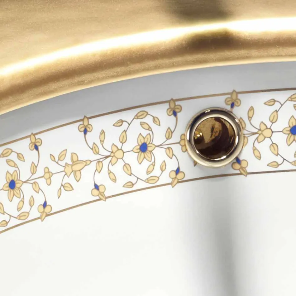 حوض مدمج بتصميم باروكي من طين النار مصنوع في إيطاليا، إيجة Viadurini